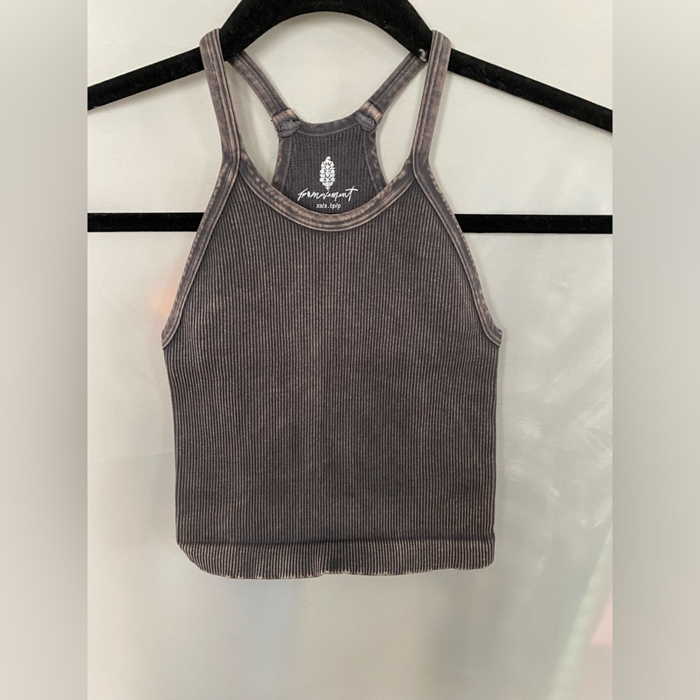 NWOT  Free People Black Ribbed Happiness Runs Crop Top  size XS-S